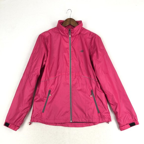 New Balance Women's Size Large Pink Full Zip Long Sleeve Hidden Hood Jacket - Picture 1 of 13
